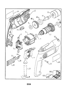 3/8 Inch Drill Diagram and Parts List for D21008K  Black and Decker Drill